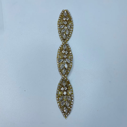 1" (25mm) Beaded/Rhinestones  Tape Trim - Gold/Silver - 0.17M Bundle (6732910100593)
