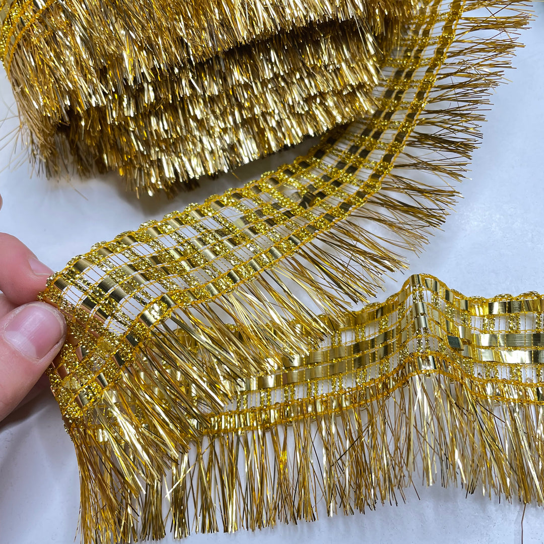 1 ¼" (32mm)  Fringe  Metallic Trim - Gold - 1M (6809631981681)
