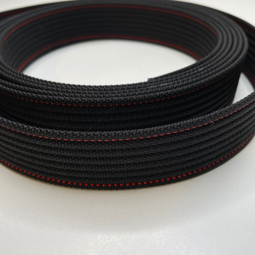 1 ⅜" (35mm) Stiff  Webbing Trim - Black/Red - 4M Bundle