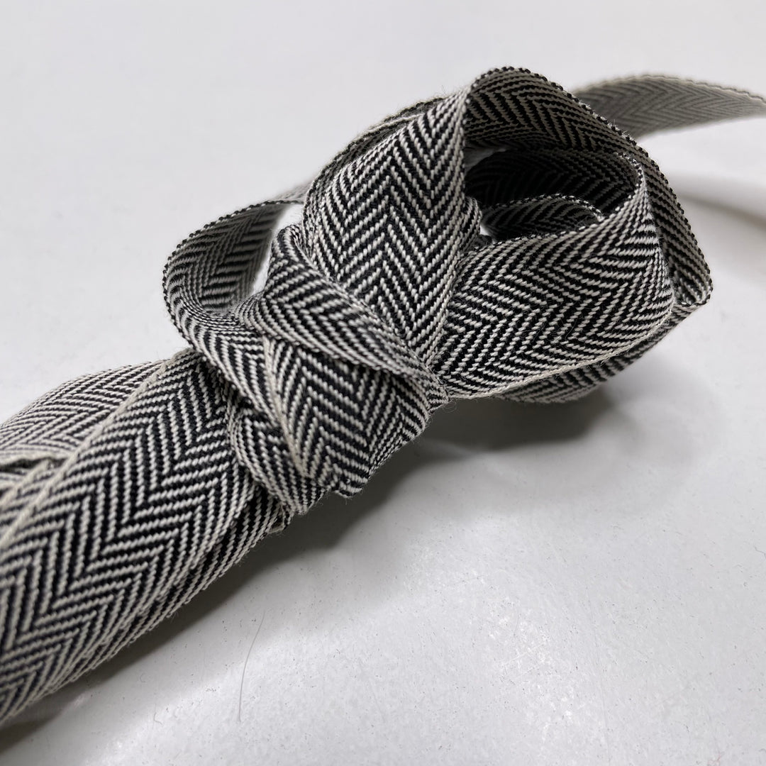 ½" (13mm)  Twill Tape Trim - White/Black - 2M Bundle