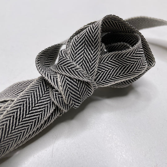 ½" (13mm)  Twill Tape Trim - White/Black - 2M Bundle