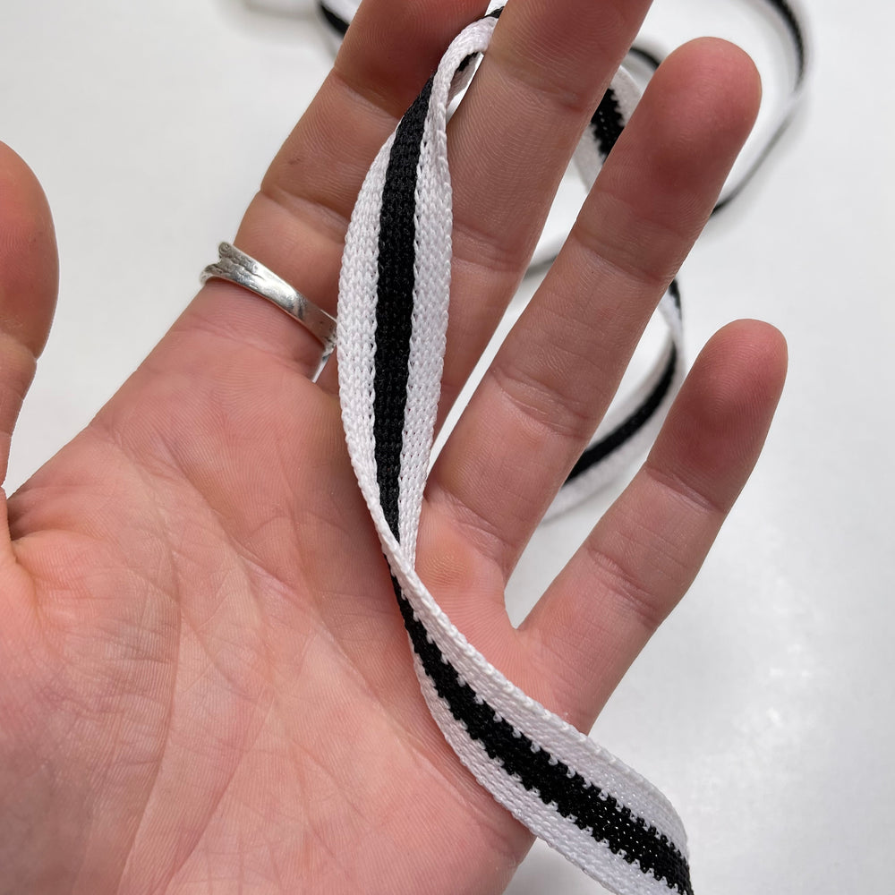 ½" (14mm)   Tape Trim - White/Black - 4M Bundle