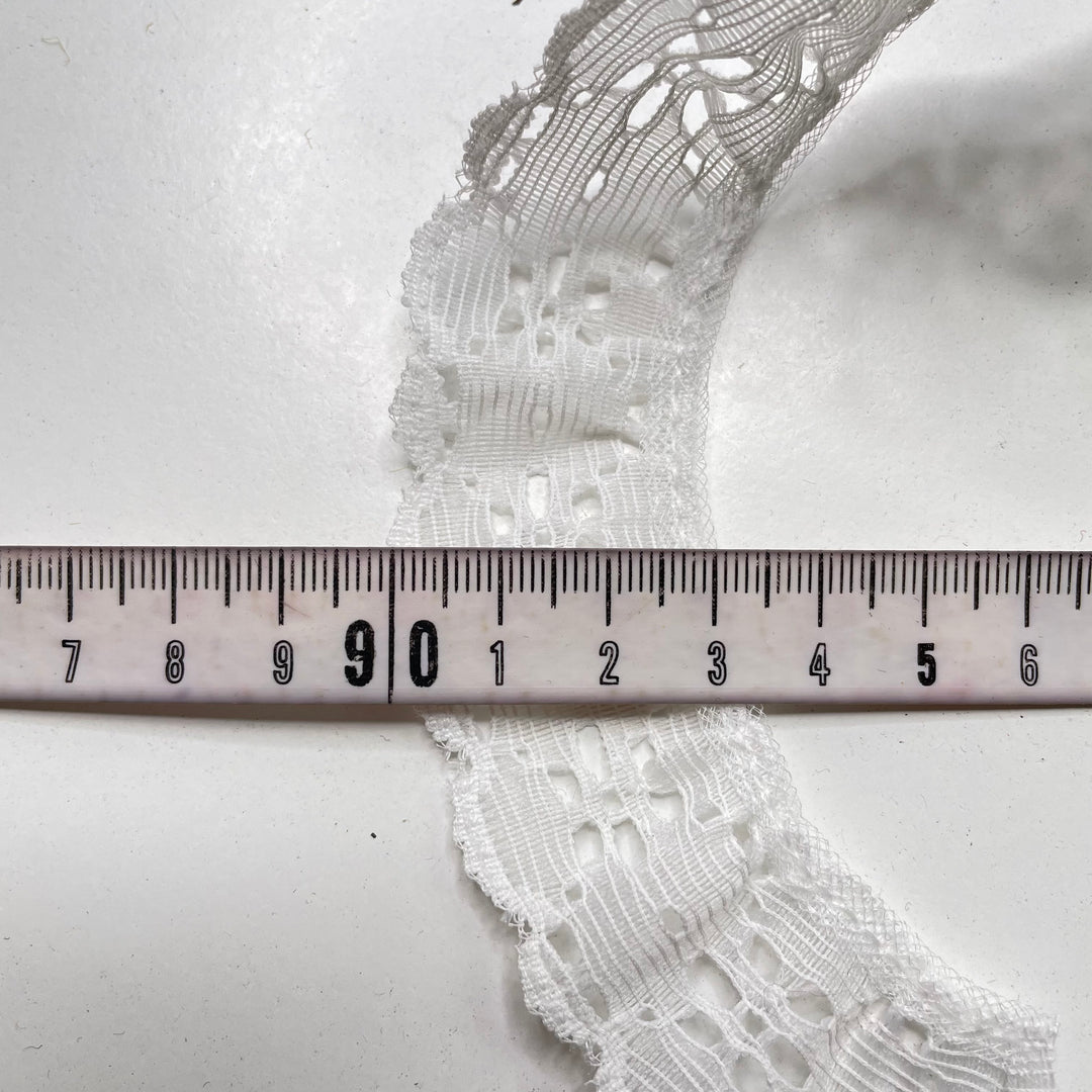 1 ⅙" (30mm)  Ruffled  Lace Trim - White - 2.1M Bundle