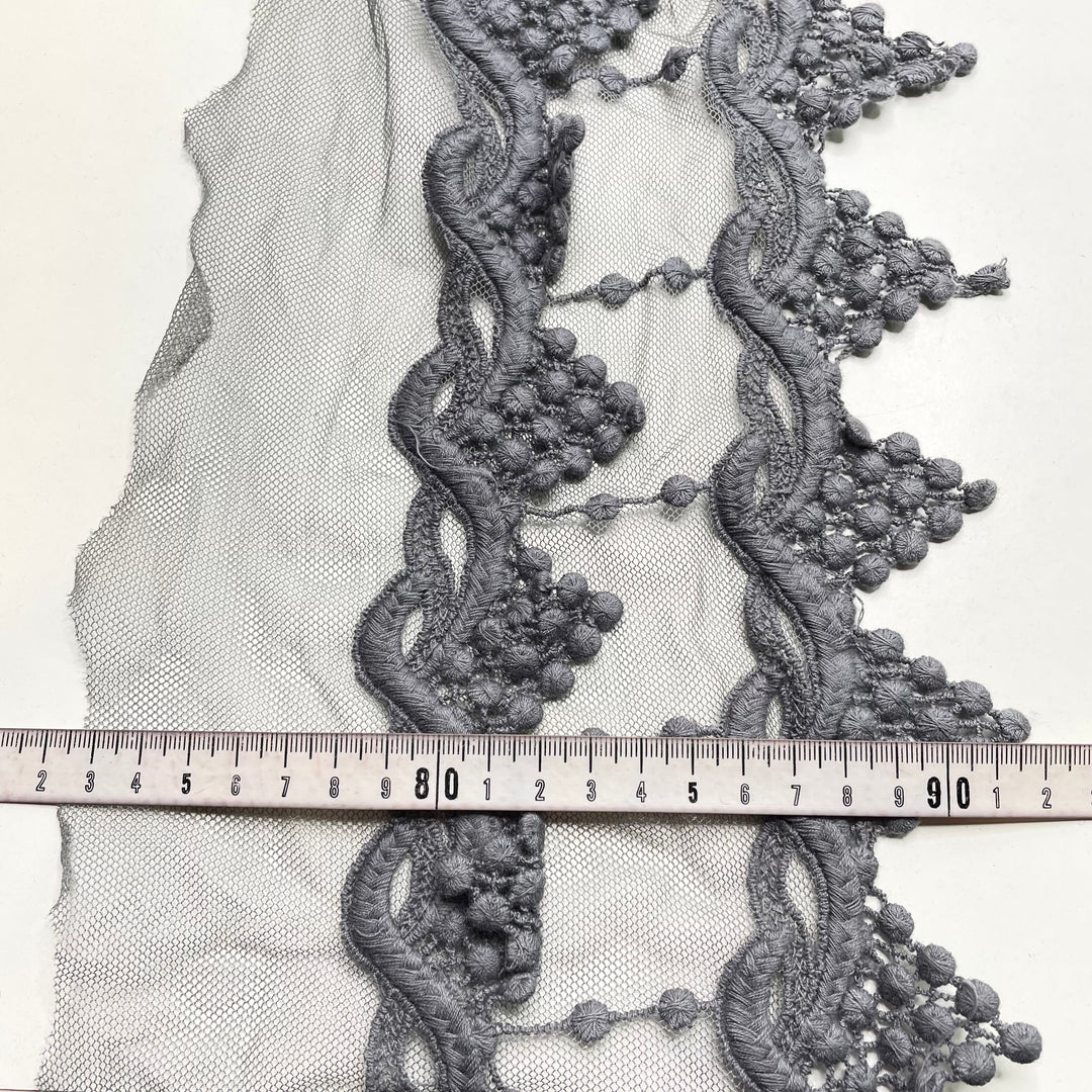 5 ½" (140mm)  Scalloped  Lace Trim - Grey - 1M
