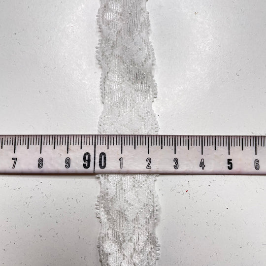 1" (25mm) Stretchy Scalloped Mesh Lace Trim - White - 4M Bundle