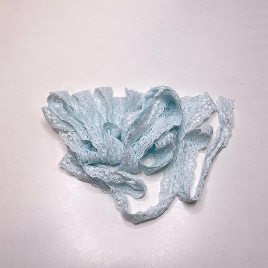1" (25mm) Stretchy Scalloped Mesh Lace Trim - Light Blue - 4M Bundle