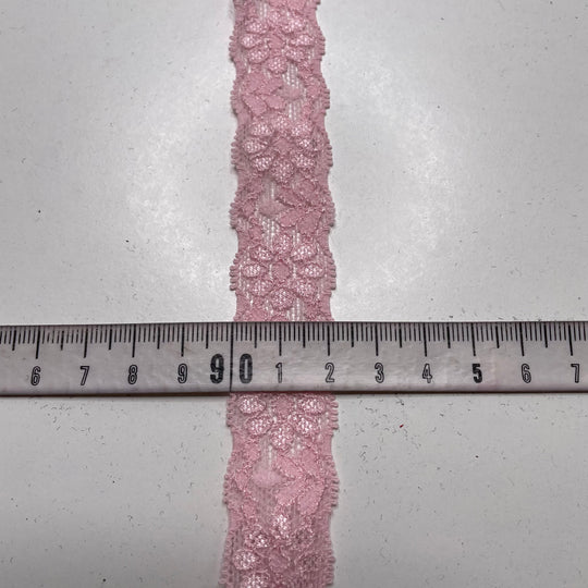 1" (25mm) Stretchy Scalloped Mesh Lace Trim - Light Pink - 4M Bundle