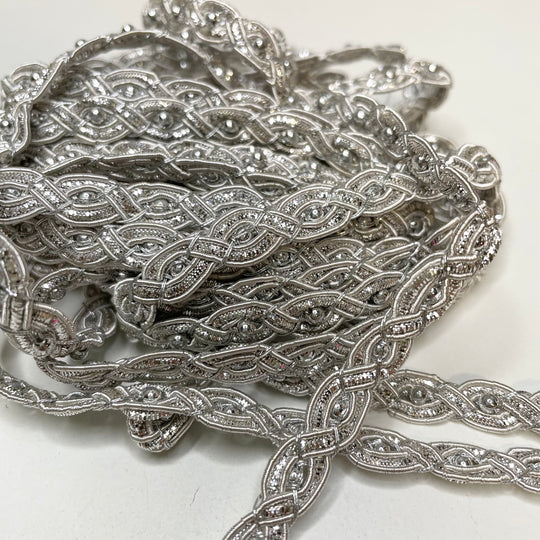 ¼" (6mm) Beaded Braided Trim - Silver - 3.8M Bundle (6669350830193)