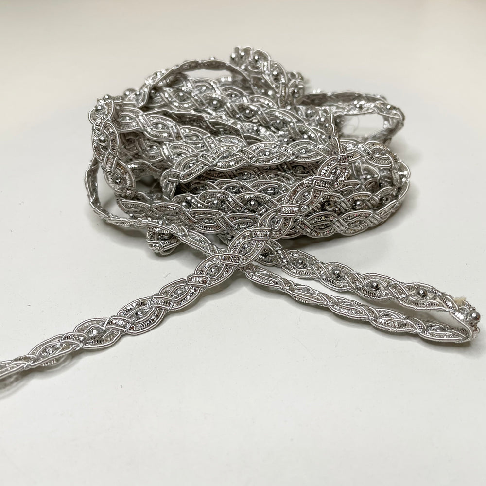 ¼" (6mm) Beaded Braided Trim - Silver - 3.8M Bundle (6669350830193)
