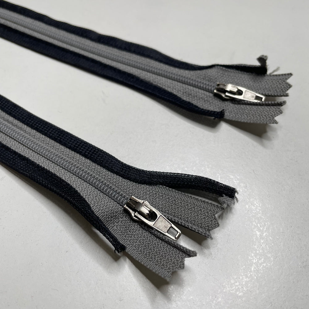 14" YKK Ziplon - Coil Zipper - Closed End - Grey/Black - 2 Pack (6758267748465)