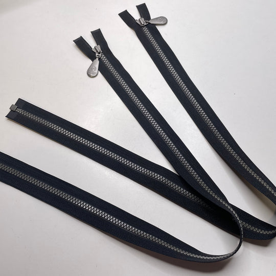 27.5" YKK Molded Plastic Zipper - Separating - Black/Grey