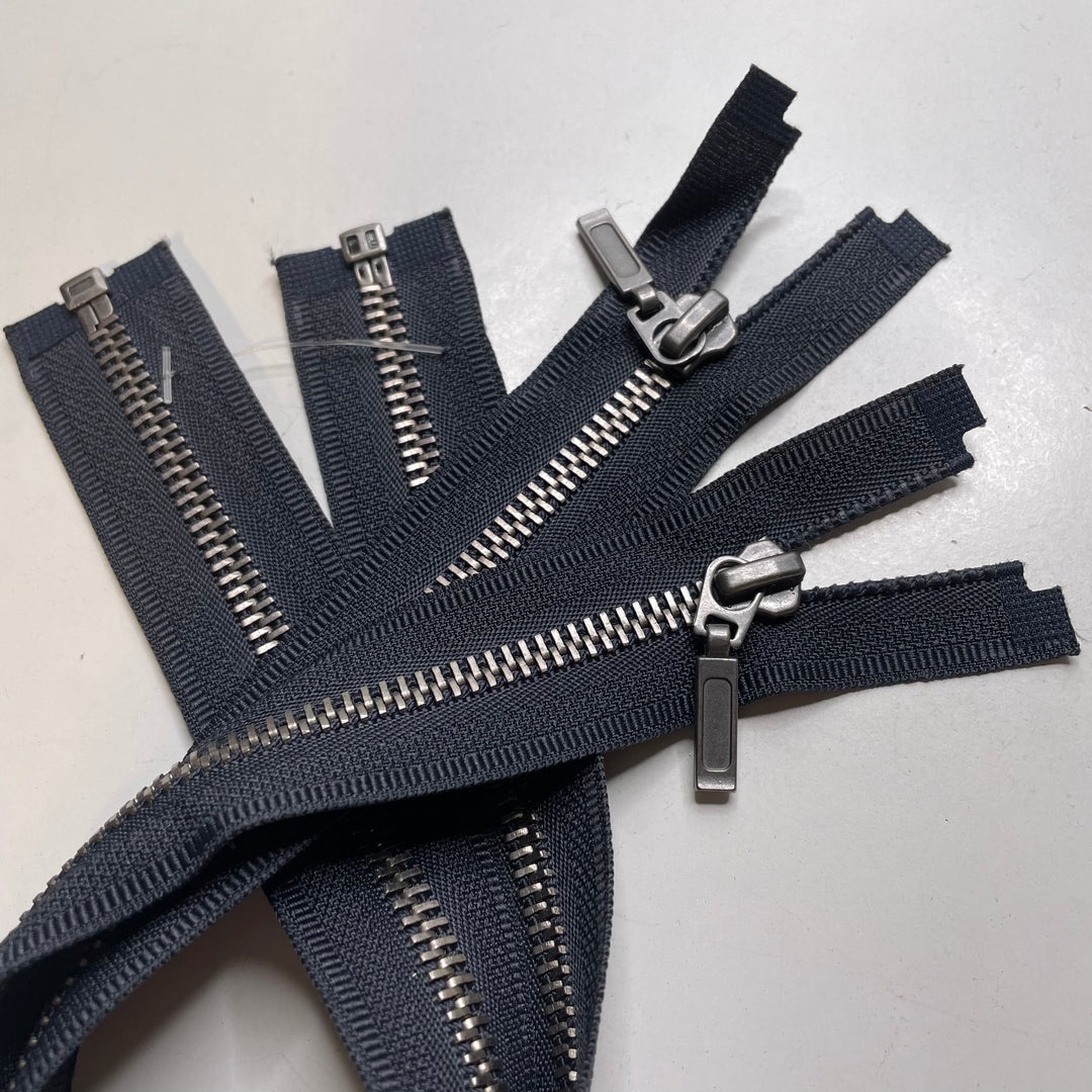 15" Metal Zipper - Separating - Navy/Silver - 2 Pack
