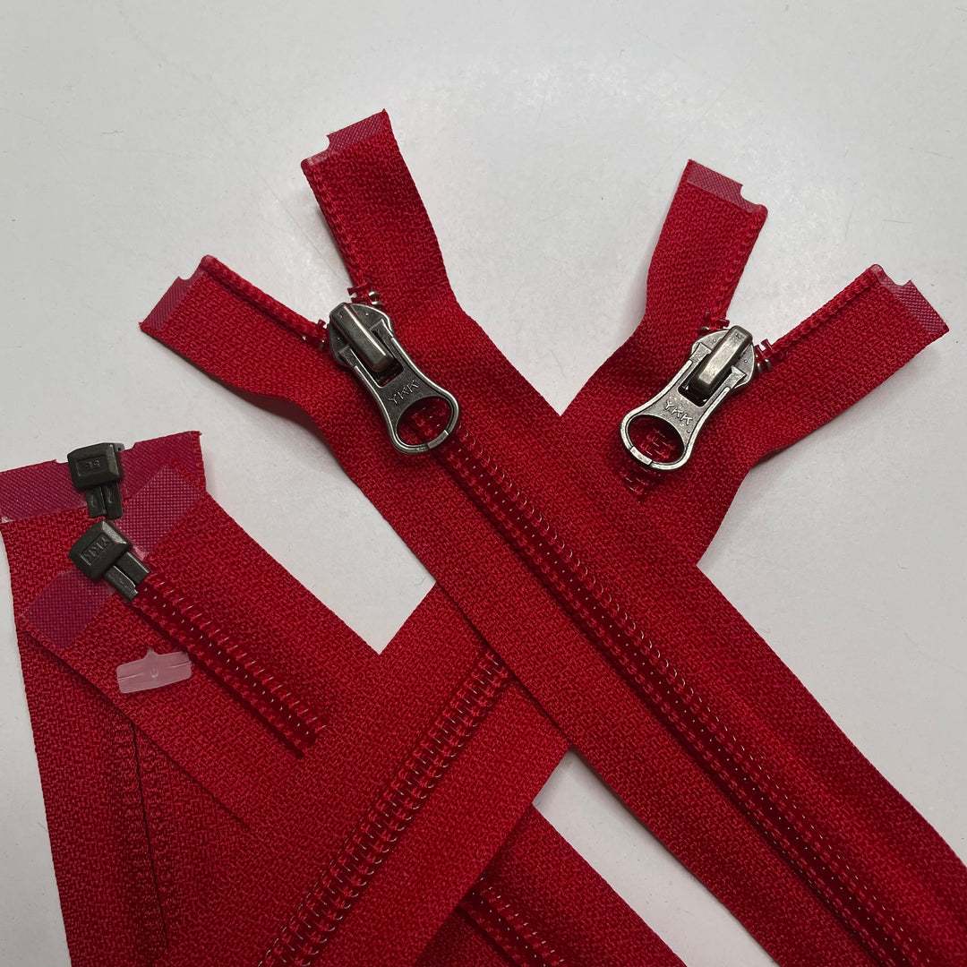 25.5" YKK Coil Zipper - Separating - Red - 2 Pack