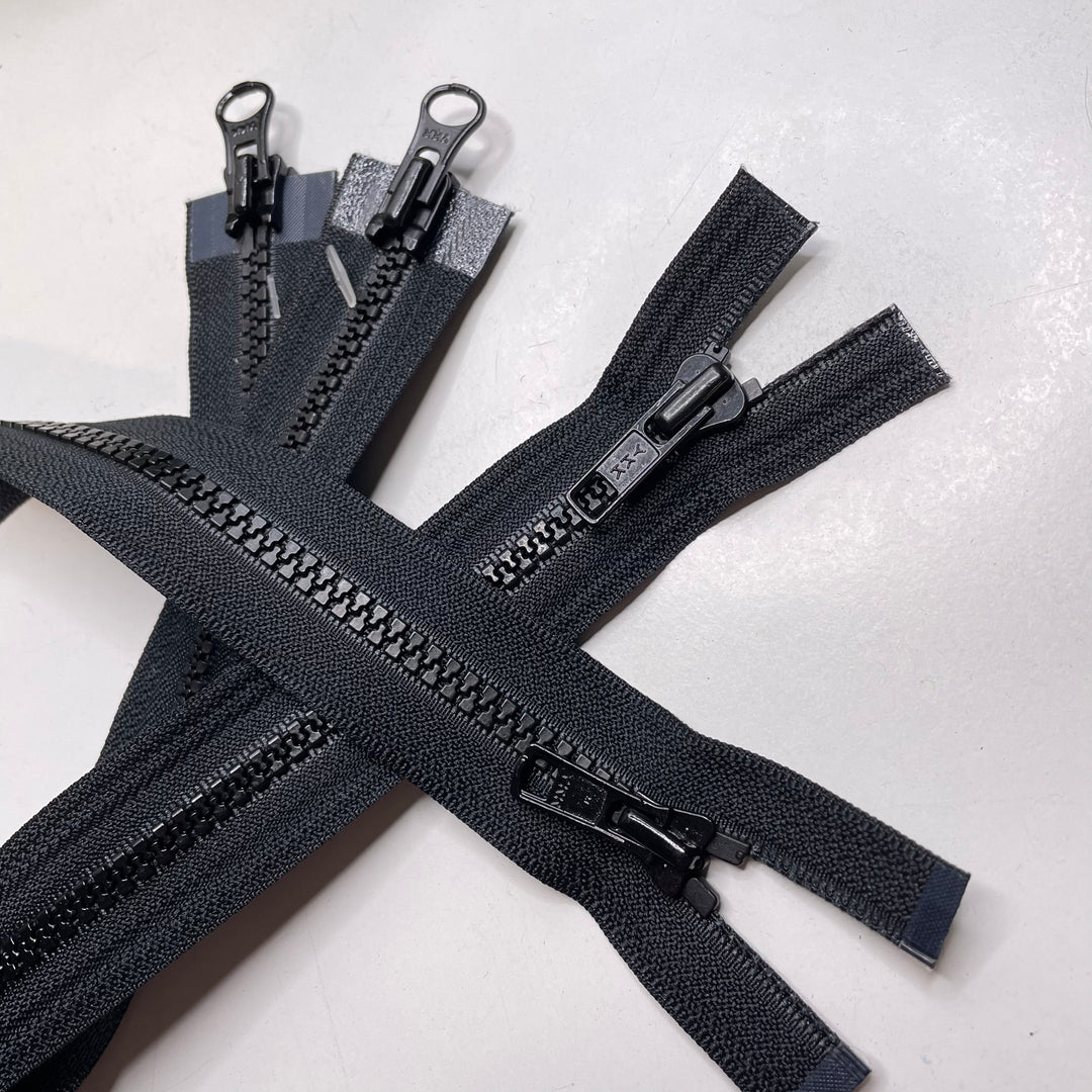 41" YKK Molded Plastic Zipper - Two-Way Separating - Black - 2 Pack