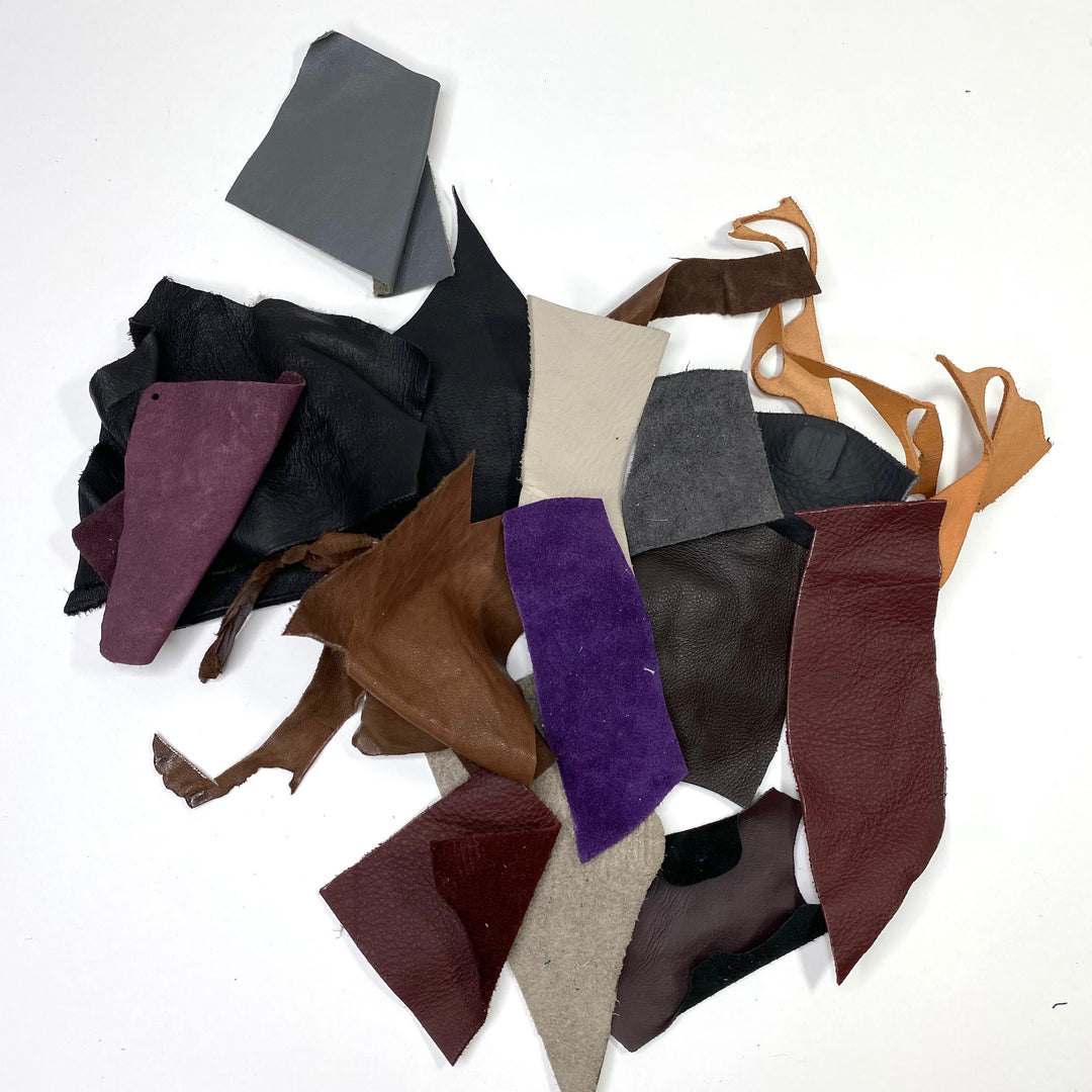 Small Leather Scraps - Assorted - Per Pound - FABCYCLE Deadstock and Sustainble Fabrics and Sewing Supplies (6580554432625)