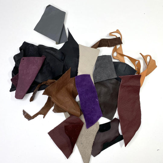 Small Leather Scraps - Assorted - Per Pound - FABCYCLE Deadstock and Sustainble Fabrics and Sewing Supplies (6580554432625)