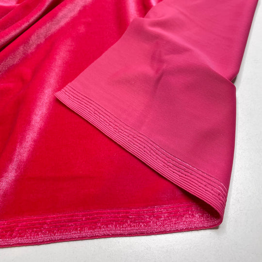 Sewing Pin Head - Velvet Poly Knit - Pink/Hot Pink - 2M Bundle - FABCYCLE Deadstock and Sustainble Fabrics and Sewing Supplies
