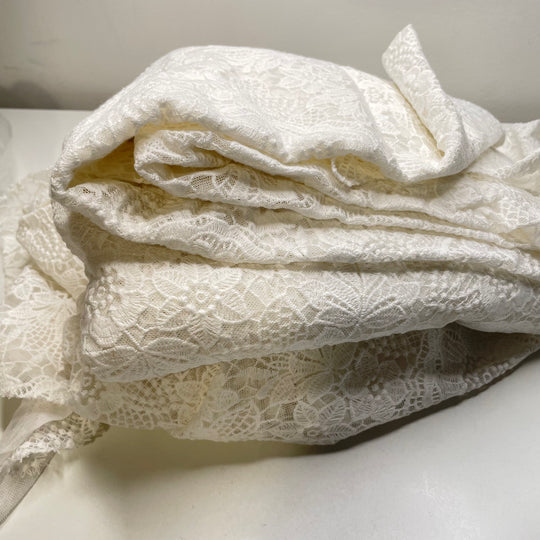 Doilypalooza - Embroidered Mesh Woven - Cream Floral - 2 Lb Pack - FABCYCLE Deadstock and Sustainble Fabrics and Sewing Supplies