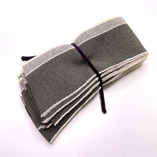 Collars Ribbing - Cream/Olive - 10 Pack - FABCYCLE Deadstock and Sustainble Fabrics and Sewing Supplies (6822753894513)