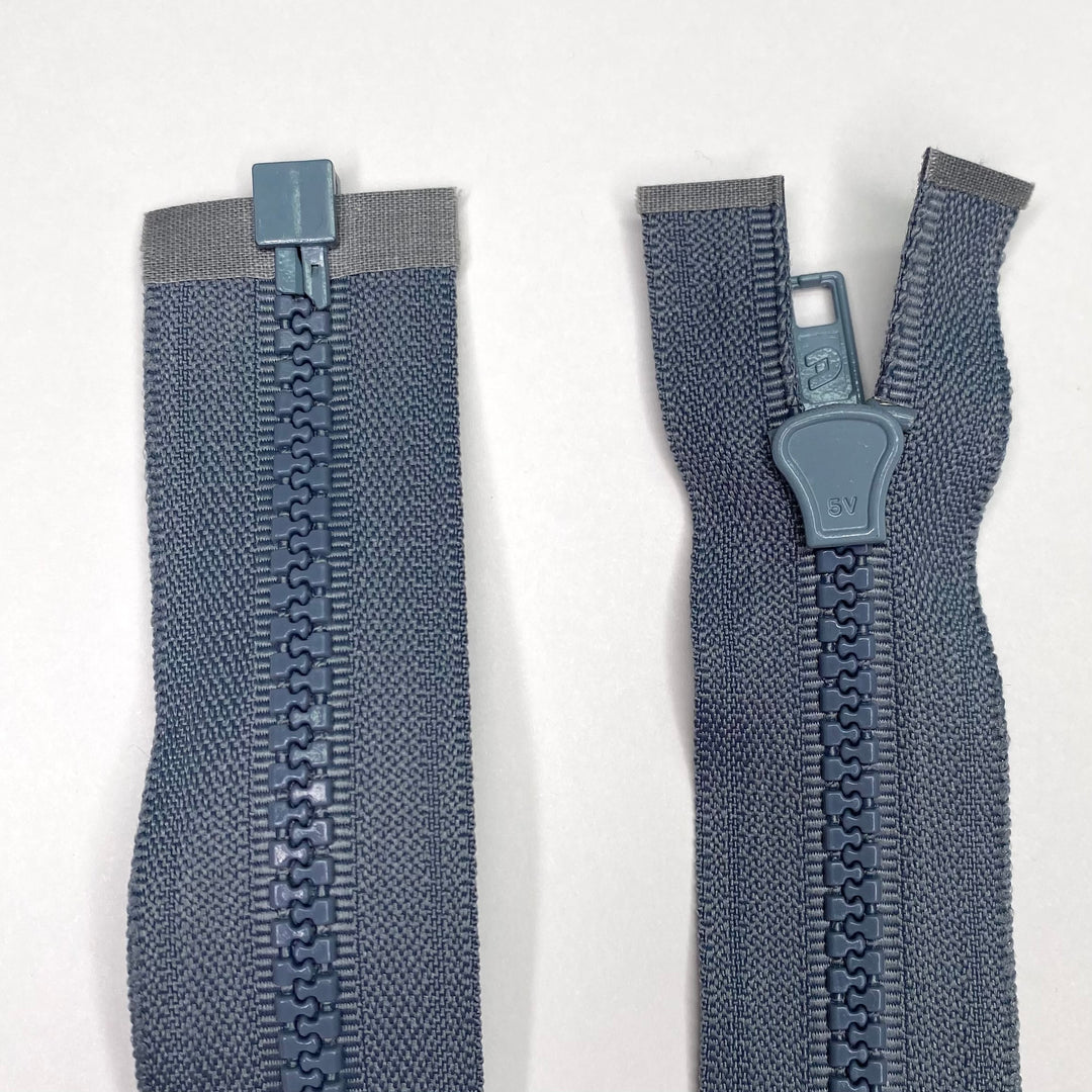 13” Molded Plastic Zipper - Separating - Grey - FABCYCLE Deadstock and Sustainble Fabrics and Sewing Supplies (6575198666865)