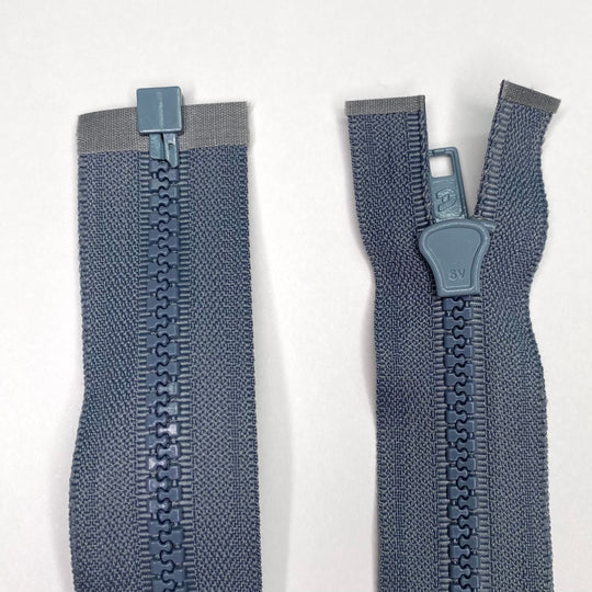 13” Molded Plastic Zipper - Separating - Grey - FABCYCLE Deadstock and Sustainble Fabrics and Sewing Supplies (6575198666865)