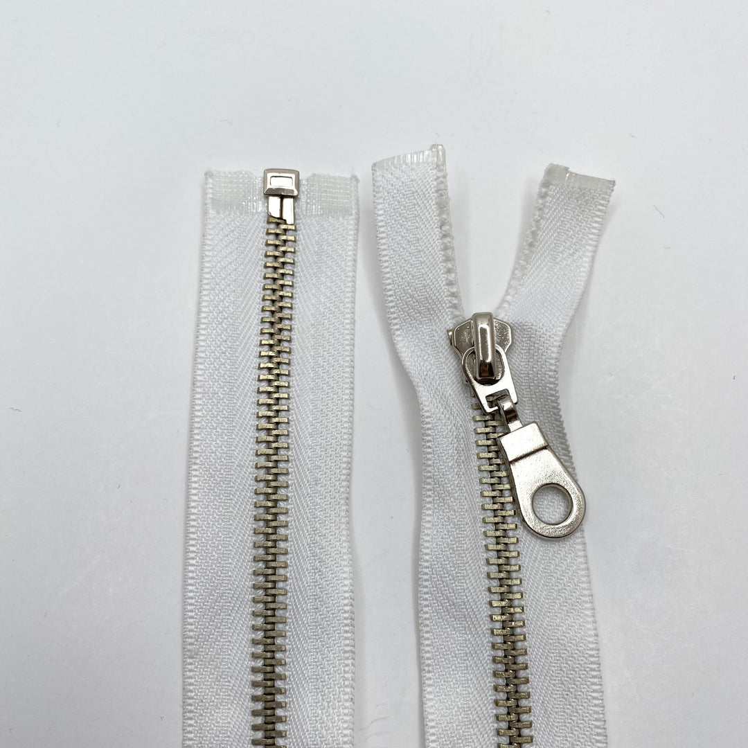 22” Metal Zipper - Separating - White - FABCYCLE Deadstock and Sustainble Fabrics and Sewing Supplies (6570818044017)