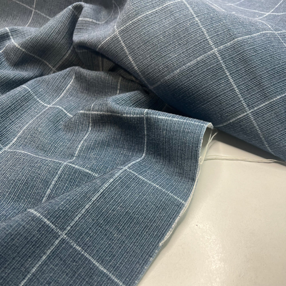 Distinguished - Poly Woven - Blue/Grey Plaid - 1.22M Bundle - FABCYCLE Deadstock and Sustainble Fabrics and Sewing Supplies (6815376474225)