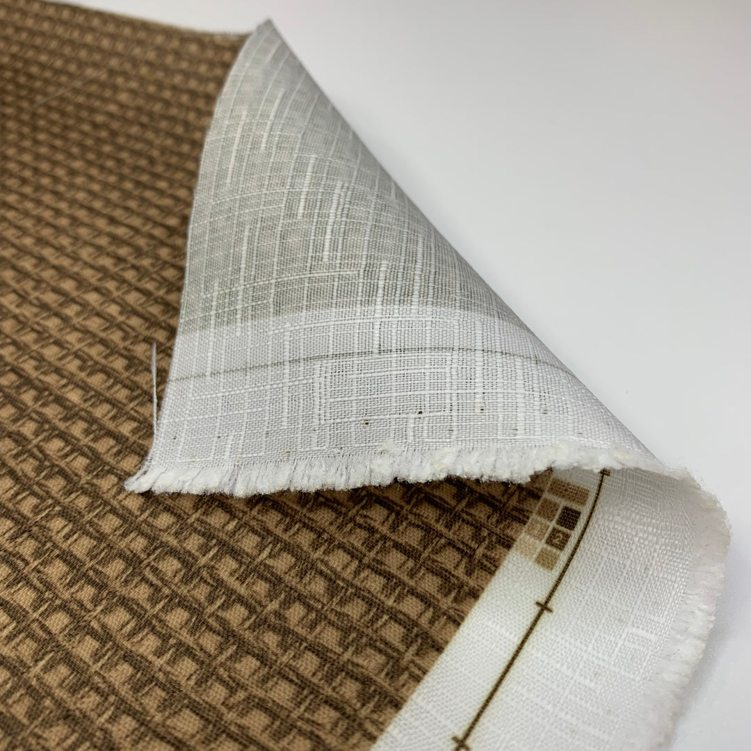 Never Weave Me - Polyester Blend Woven - Beige/Brown Abstract - 1.4M Bundle - FABCYCLE Deadstock and Sustainble Fabrics and Sewing Supplies (6734718206065)