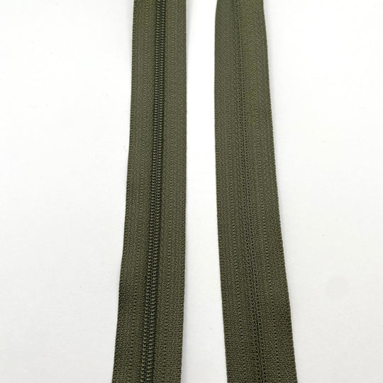 Coil Zipper Tape - Olive Green - Per Metre - FABCYCLE Deadstock and Sustainble Fabrics and Sewing Supplies (6571260510321)