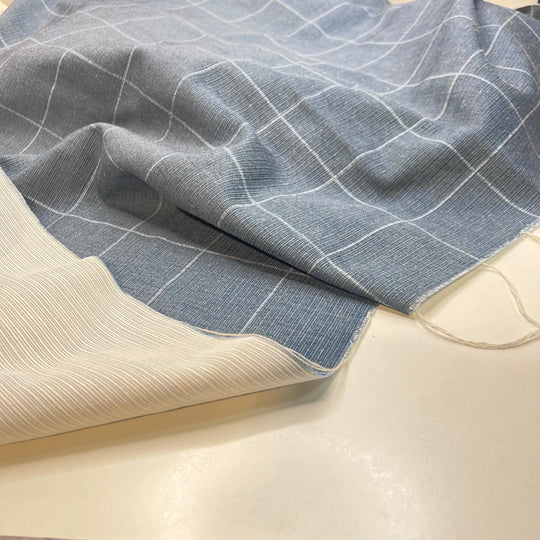 Distinguished - Poly Woven - Blue/Grey Plaid - 1.22M Bundle - FABCYCLE Deadstock and Sustainble Fabrics and Sewing Supplies (6815376474225)