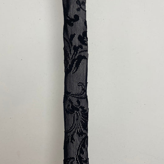 1" Bias Tape - Mesh Lace - Black Floral - FABCYCLE Deadstock and Sustainble Fabrics and Sewing Supplies (6539839832177)