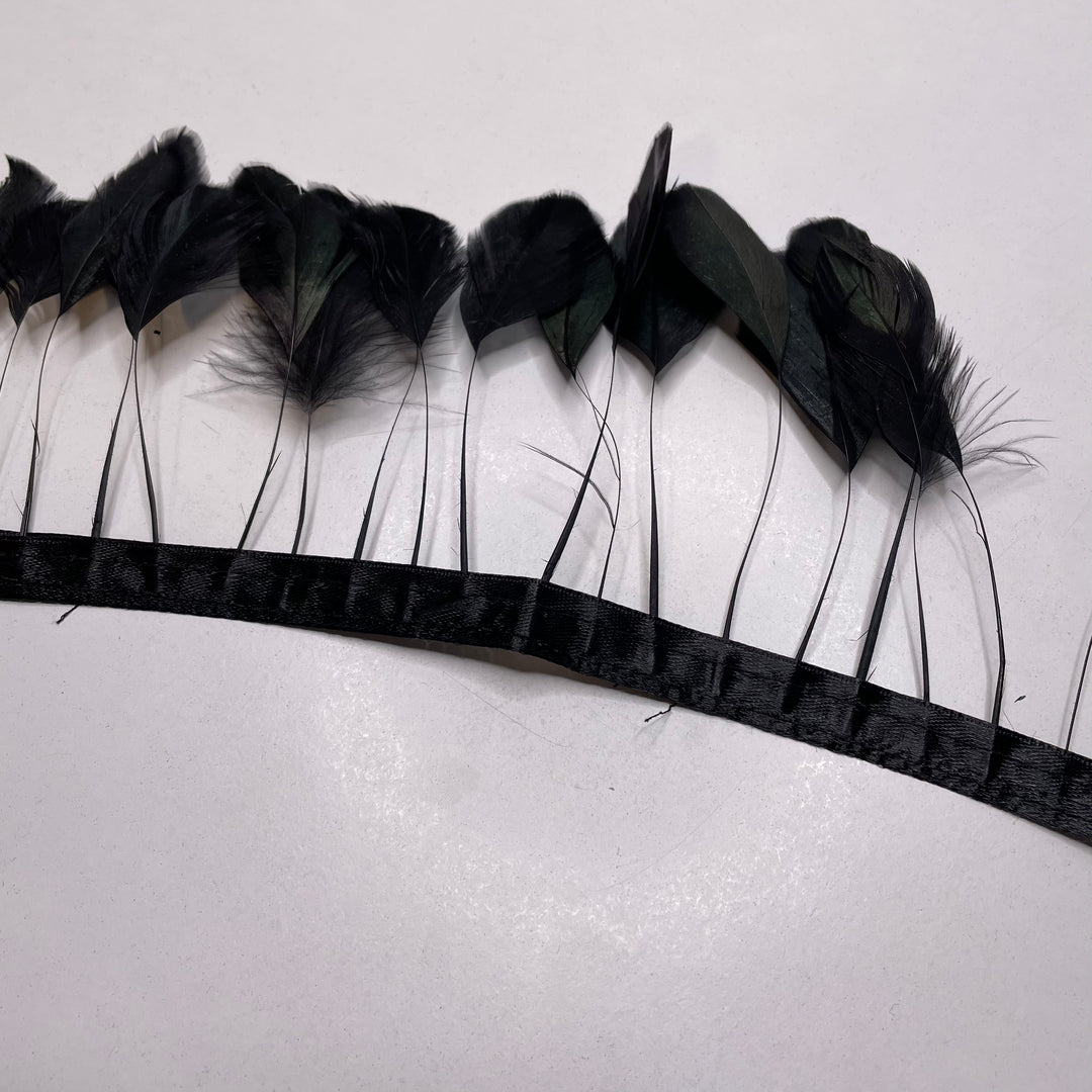 Feather Fringe Feathers - Black - Individual - FABCYCLE Deadstock and Sustainble Fabrics and Sewing Supplies (6804955955313)