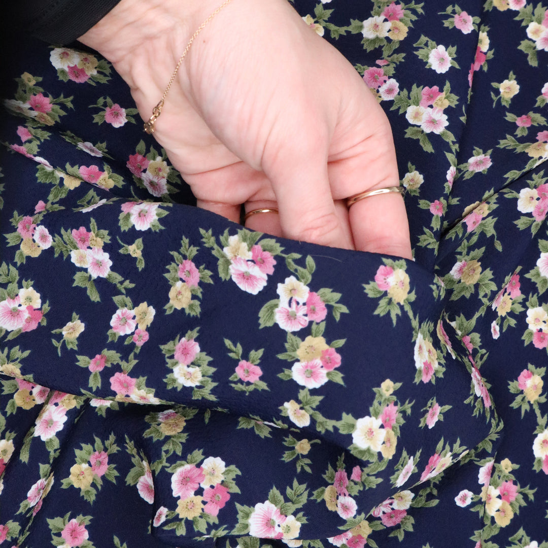 Daytime Dress - Floral Poly Woven - Navy/Pink - 3M Bundle - FABCYCLE Deadstock and Sustainble Fabrics and Sewing Supplies (4644756095089)