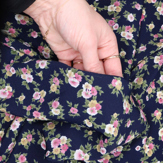 Daytime Dress - Floral Poly Woven - Navy/Pink - 3M Bundle - FABCYCLE Deadstock and Sustainble Fabrics and Sewing Supplies (4644756095089)