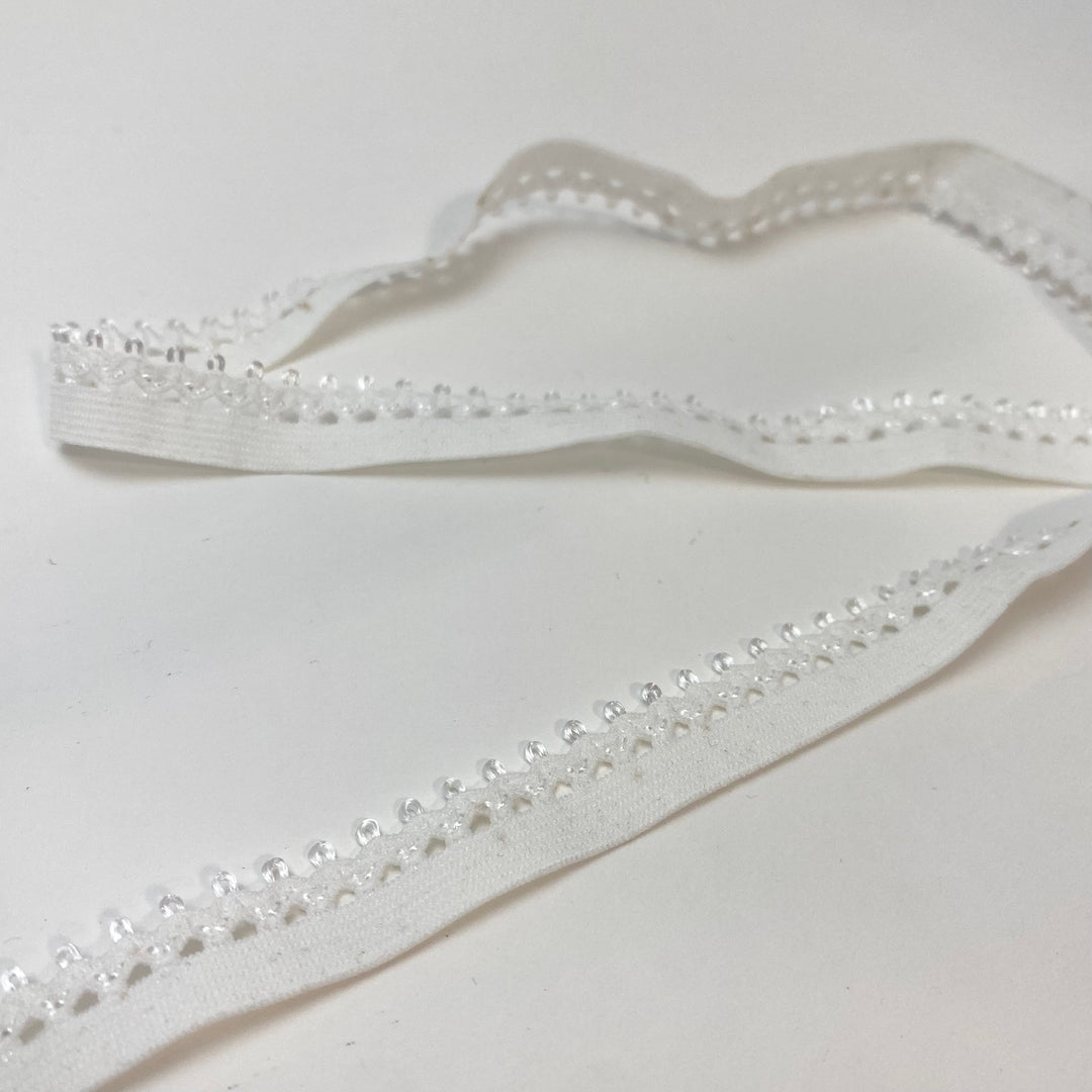 1/2" Decorative Elastic Strap - Stretch - White - 1.4M Bundle - FABCYCLE Deadstock and Sustainble Fabrics and Sewing Supplies (6563405889649)
