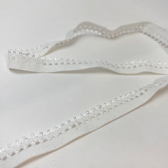 1/2" Decorative Elastic Strap - Stretch - White - 1.4M Bundle - FABCYCLE Deadstock and Sustainble Fabrics and Sewing Supplies (6563405889649)