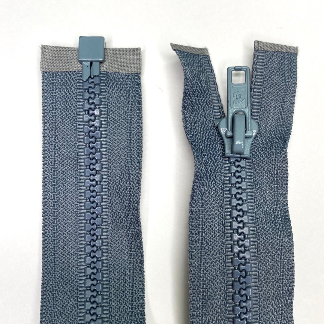 13” Molded Plastic Zipper - Separating - Grey - FABCYCLE Deadstock and Sustainble Fabrics and Sewing Supplies (6575198666865)
