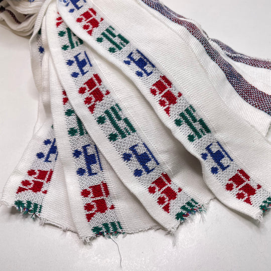 Ribbing - Double Width - White Multi Trains - 8 Pack - FABCYCLE Deadstock and Sustainble Fabrics and Sewing Supplies (6822755270769)