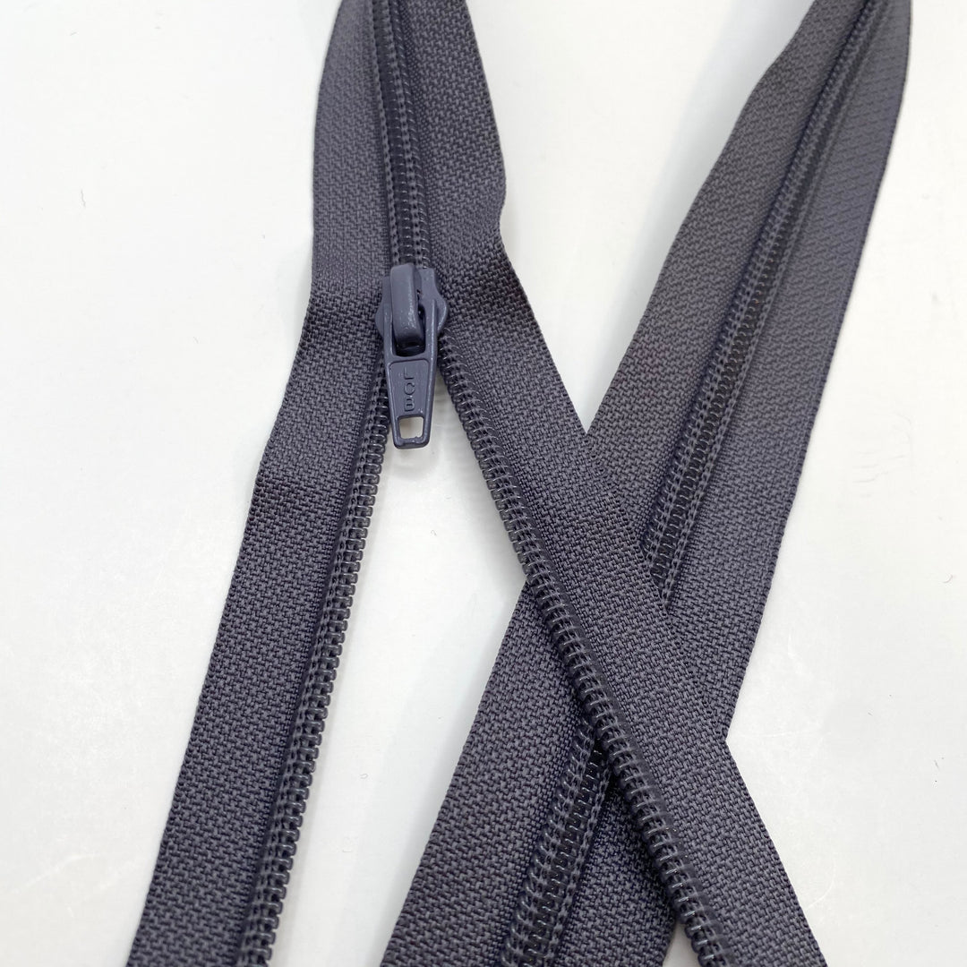 28” Coil Zipper - Separating - Grey - FABCYCLE Deadstock and Sustainble Fabrics and Sewing Supplies (6575149645937)