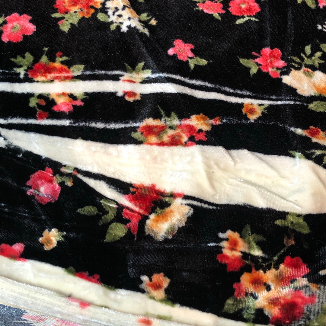Flower Power - Velour Knit - Black / Red / Orange / Pink / Green - 1M Bundle - FABCYCLE Deadstock and Sustainble Fabrics and Sewing Supplies (4620636487793)