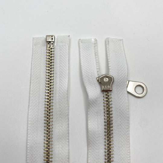 22” Metal Zipper - Separating - White - FABCYCLE Deadstock and Sustainble Fabrics and Sewing Supplies (6570818044017)