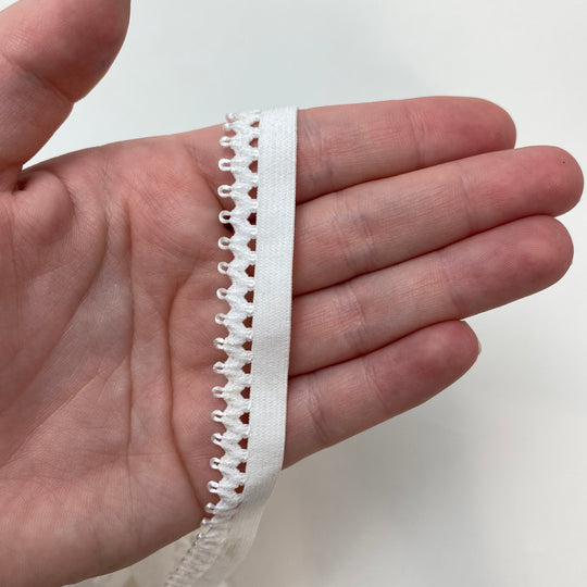 1/2" Decorative Elastic Strap - Stretch - White - 1.4M Bundle - FABCYCLE Deadstock and Sustainble Fabrics and Sewing Supplies (6563405889649)