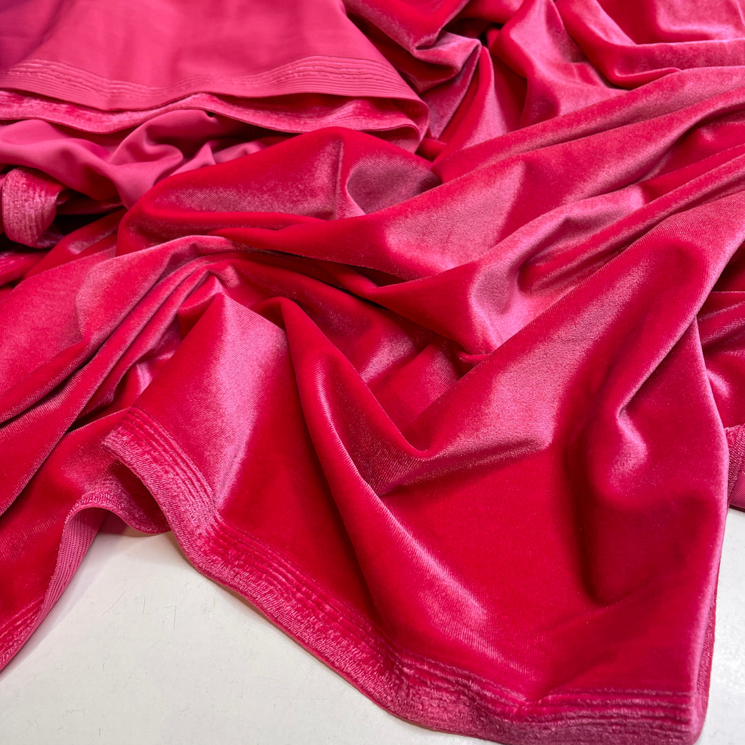 Sewing Pin Head - Velvet Poly Knit - Pink/Hot Pink - 2M Bundle - FABCYCLE Deadstock and Sustainble Fabrics and Sewing Supplies