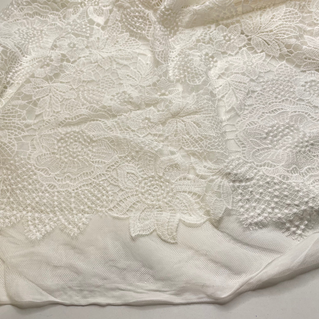 Doilypalooza - Embroidered Mesh Woven - Cream Floral - 2 Lb Pack - FABCYCLE Deadstock and Sustainble Fabrics and Sewing Supplies