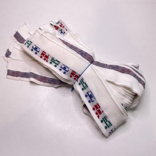 Ribbing - Double Width - White Multi Trains - 8 Pack - FABCYCLE Deadstock and Sustainble Fabrics and Sewing Supplies (6822755270769)