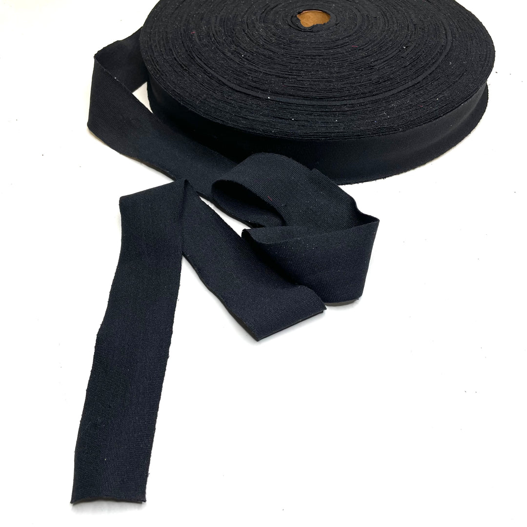 1 ¾" Continuous Knit Bias Tape - Black - 1M - FABCYCLE Deadstock and Sustainble Fabrics and Sewing Supplies (6660897833073)