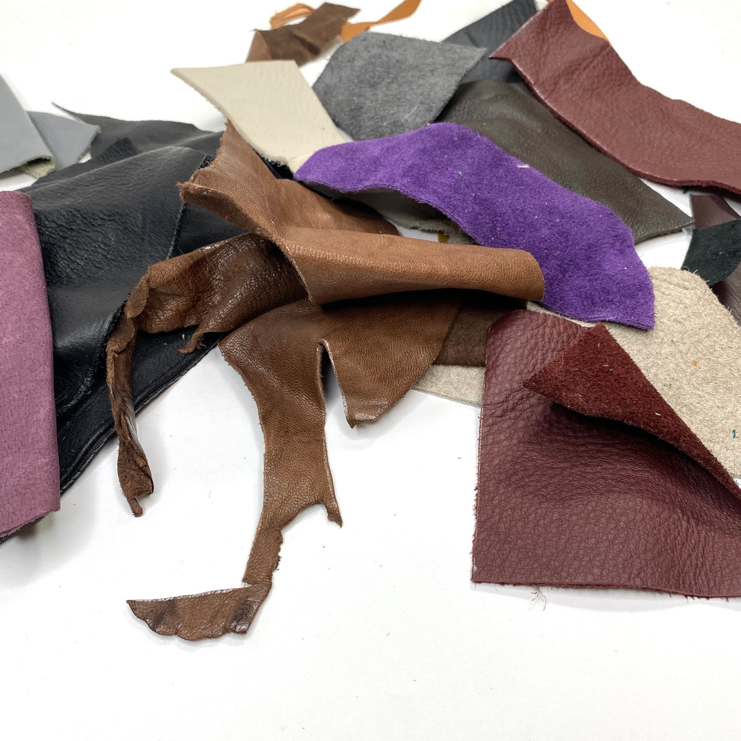 Small Leather Scraps - Assorted - Per Pound - FABCYCLE Deadstock and Sustainble Fabrics and Sewing Supplies (6580554432625)