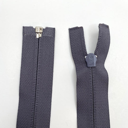28” Coil Zipper - Separating - Grey - FABCYCLE Deadstock and Sustainble Fabrics and Sewing Supplies (6575149645937)