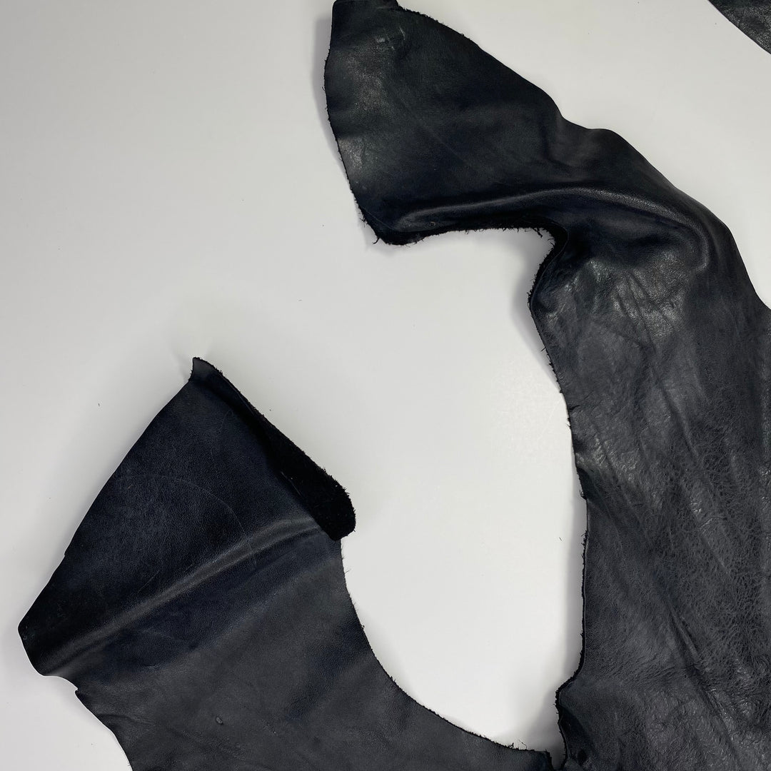 Suede Backed Leather - Black Obsidian - Bundle - FABCYCLE Deadstock and Sustainble Fabrics and Sewing Supplies (6580292354161)