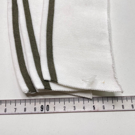 Collars Ribbing - White/Olive - 2 Pack - FABCYCLE Deadstock and Sustainble Fabrics and Sewing Supplies (6822742130801)